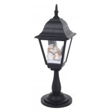 Χριστουγεννιάτικο Φανάρι Μαύρο με Χιονάνθρωπους, LED (46cm)